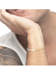 Bracciale Unisex Marlù catena figaro Acciaio Oro e perle irregolari 33BR0046G-W