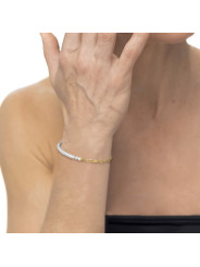 Bracciale Unisex Marlù catena figaro Acciaio Oro e perle irregolari 33BR0046G-W
