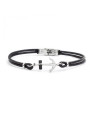 Bracciale Uomo Marlù Man Class 4BR1817N in Pelle Nero con Centrale Ancora