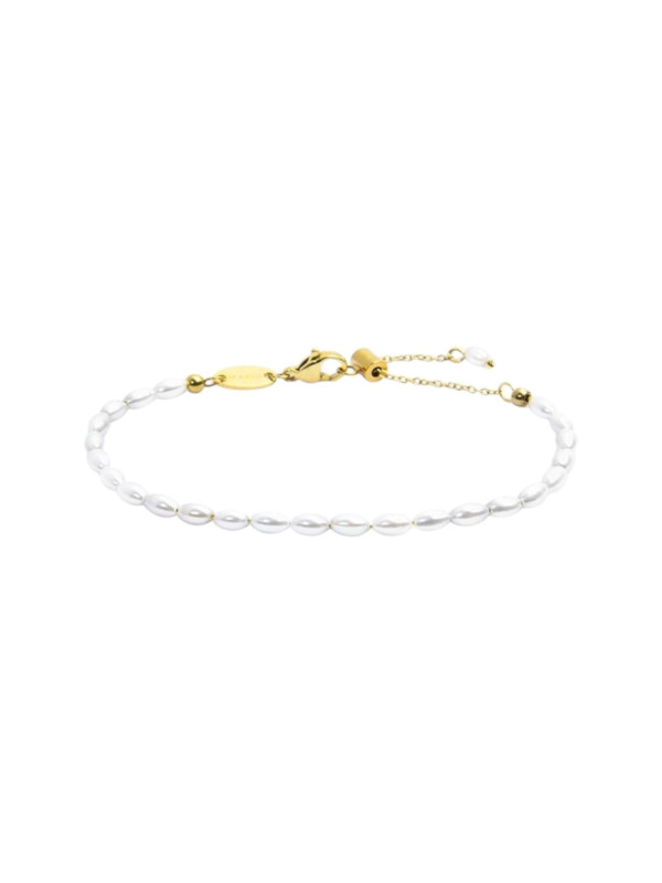 Bracciale catena Donna Marlù in acciaio dorato perle ovali 33BR0047G-W