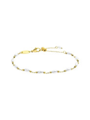 Bracciale catena da donna Marlù acciaio dorato pallini e perle 33BR0048G-W