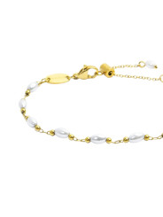 Bracciale catena da donna Marlù acciaio dorato pallini e perle 33BR0048G-W