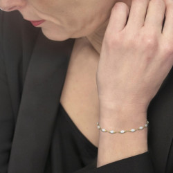 Bracciale catena da donna Marlù acciaio dorato pallini e perle 33BR0048G-W