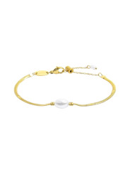 Bracciale catena snake da donna Marlù acciaio dorato con perla 33BR0049G-W