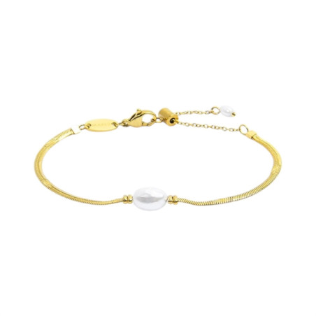 Bracciale catena snake da donna Marlù acciaio dorato con perla 33BR0049G-W