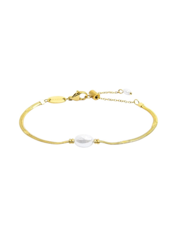 Bracciale catena snake da donna Marlù acciaio dorato con perla 33BR0049G-W