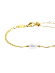 Bracciale catena snake da donna Marlù acciaio dorato con perla 33BR0049G-W