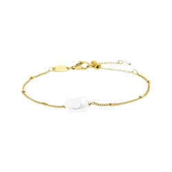 Bracciale Donna catena grumetta  Marlù acciaio Oro con perla 33BR0050G-W