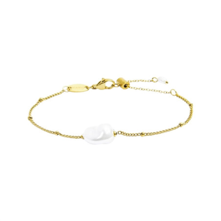 Bracciale Donna catena grumetta  Marlù acciaio Oro con perla 33BR0050G-W