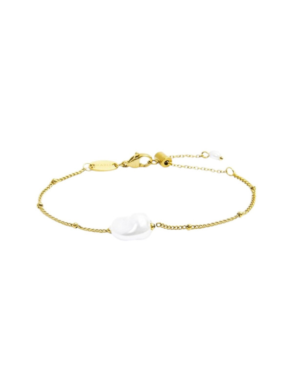 Bracciale Donna catena grumetta  Marlù acciaio Oro con perla 33BR0050G-W