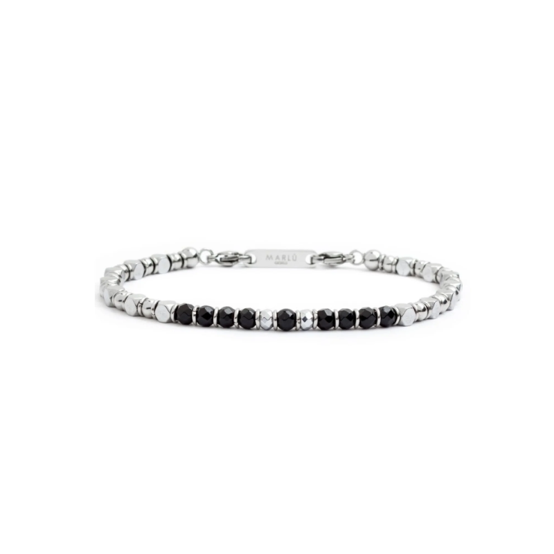 Bracciale Uomo Marlù 4BR1823N in Acciaio 316Lcon Pietra Agata Nera ed Ematite Bracciale Uomo Marlù 4BR1823N in Acciaio 316Lcon Pietra Agata Nera ed Ematite