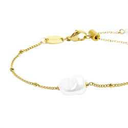 Bracciale Donna catena grumetta  Marlù acciaio Oro con perla 33BR0050G-W