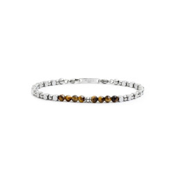Bracciale Uomo Marlù 4BR1825M in Acciaio 316L con Pietra Occhio di Tigre