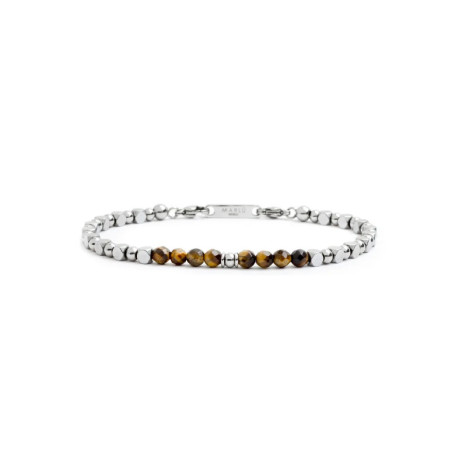 Bracciale Uomo Marlù 4BR1825M in Acciaio 316L con Pietra Occhio di Tigre