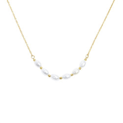 Collana girocollo da donna Marlù in acciaio Oro con perle 33CN0030G-W