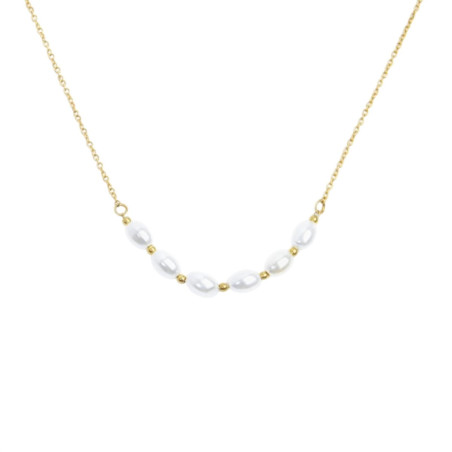 Collana girocollo da donna Marlù in acciaio Oro con perle 33CN0030G-W
