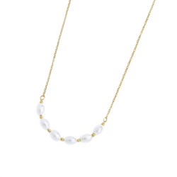 Collana girocollo da donna Marlù in acciaio Oro con perle 33CN0030G-W