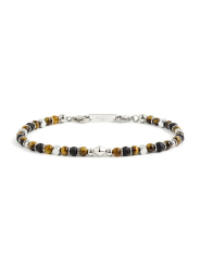 Bracciale Uomo Marlù 1BR0007 in Acciaio 316L Argento e Marrone Pietra Lavica