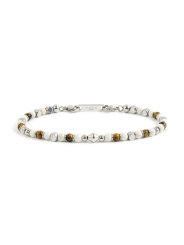 Bracciale Uomo Marlù 1BR0010 in Acciaio 316L Pietre Argento, Bianco e Marrone