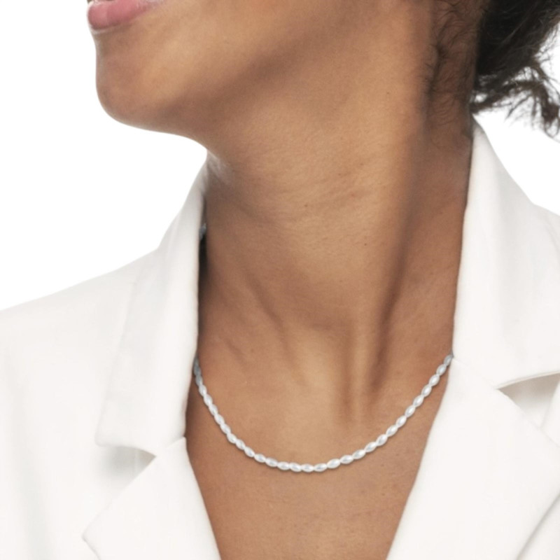 Collana girocollo donna Marlù in acciaio dorato perle ovali 33CN0032G-W