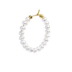 Mono orecchino cerchio da donna Marlù acciaio oro con perle 33OR0060G-W