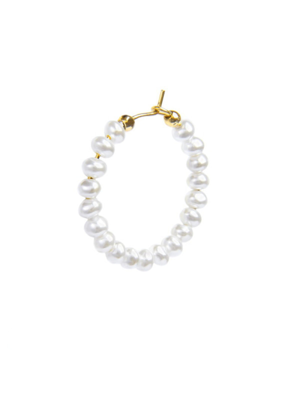 Mono orecchino cerchio da donna Marlù acciaio oro con perle 33OR0060G-W