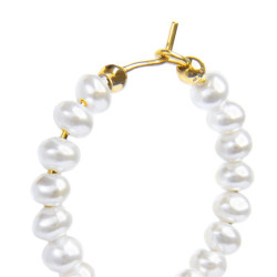 Mono orecchino cerchio da donna Marlù acciaio oro con perle 33OR0060G-W
