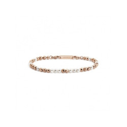 Bracciale Unisex Marlù 2BR0081R-W in Acciaio Ematite Oro Rosa e Perle Bianche