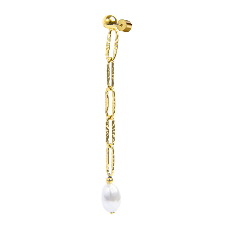 Monorecchino pendente da donna Marlù acciaio dorato perla 33OR0062G-W