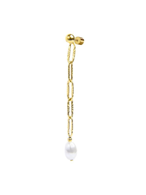 Monorecchino pendente da donna Marlù acciaio dorato perla 33OR0062G-W