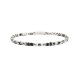 Bracciale Unisex Marlù 2BR0078 in Acciaio con Onice ed Ematite Nero e Silver