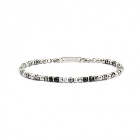 Bracciale Unisex Marlù 2BR0078 in Acciaio con Onice ed Ematite Nero e Silver