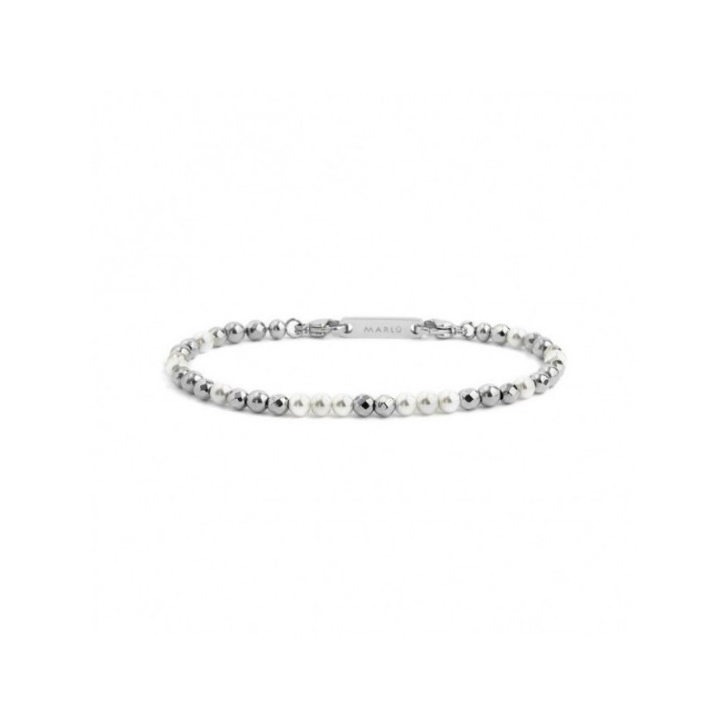 Bracciale Uomo Marlù 2BR0081-W in Acciaio Silver con Ematite e Perle Bianche Bracciale Uomo Marlù 2BR0081-W in Acciaio Silver con Ematite e Perle Bianche
