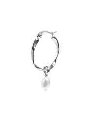 Monorecchino cerchio donna Marlù acciaio con perla 33OR0063-W