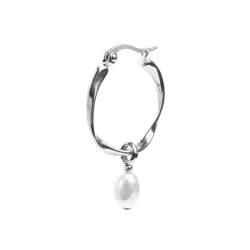 Monorecchino cerchio donna Marlù acciaio con perla 33OR0063-W