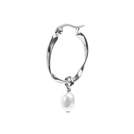 Monorecchino cerchio donna Marlù acciaio con perla 33OR0063-W