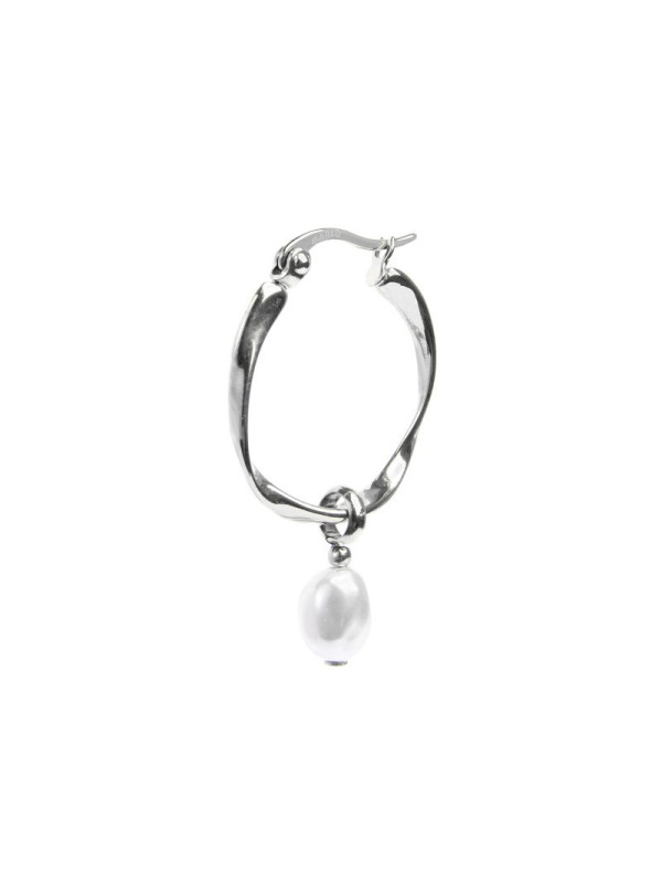 Monorecchino cerchio donna Marlù acciaio con perla 33OR0063-W