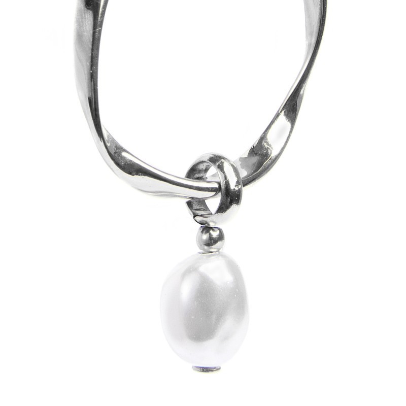 Monorecchino cerchio donna Marlù acciaio con perla 33OR0063-W
