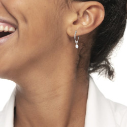 Monorecchino cerchio donna Marlù acciaio con perla 33OR0063-W