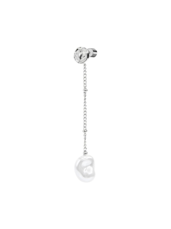 Monorecchino Donna pendente Marlù acciaio con perla grande 33OR0064-W