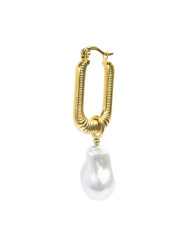 Monorecchino rettangolo donna Marlù acciaio dorato perla 33OR0065G-W