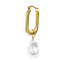 Monorecchino rettangolo donna Marlù acciaio dorato perla 33OR0065G-W