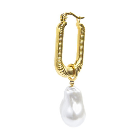 Monorecchino rettangolo donna Marlù acciaio dorato perla 33OR0065G-W