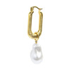 Monorecchino rettangolo donna Marlù acciaio dorato perla 33OR0065G-W