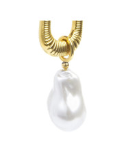 Monorecchino rettangolo donna Marlù acciaio dorato perla 33OR0065G-W