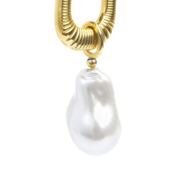 Monorecchino rettangolo donna Marlù acciaio dorato perla 33OR0065G-W