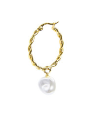 Monorecchino Donna cerchio arrotolato Marlù acciaio dorato perla 33OR0069G-W