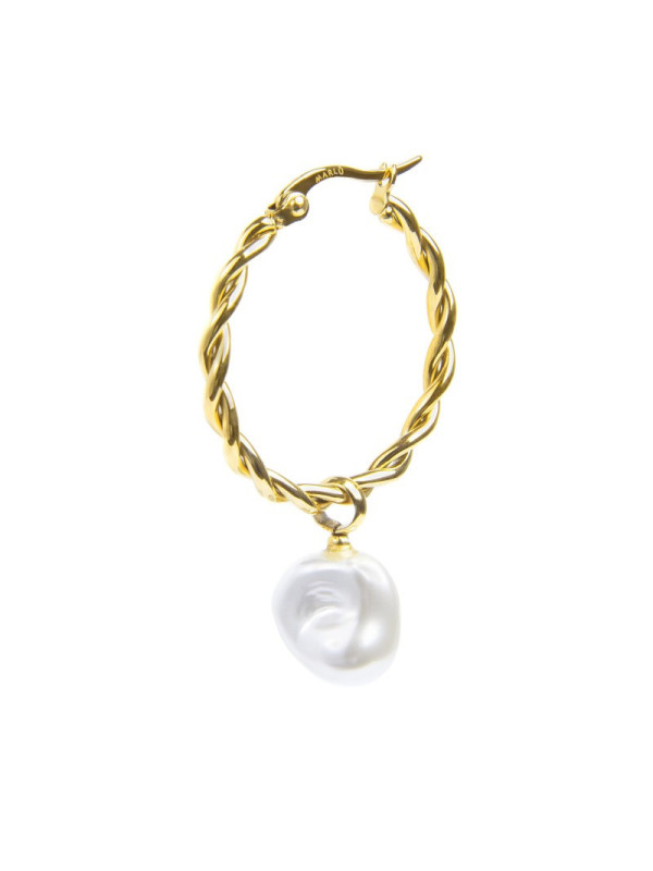 Monorecchino Donna cerchio arrotolato Marlù acciaio dorato perla 33OR0069G-W
