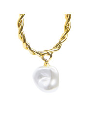 Monorecchino Donna cerchio arrotolato Marlù acciaio dorato perla 33OR0069G-W