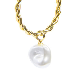 Monorecchino Donna cerchio arrotolato Marlù acciaio dorato perla 33OR0069G-W